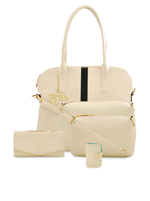 

LaFille Set of 5 Beige Solid Handheld Bag