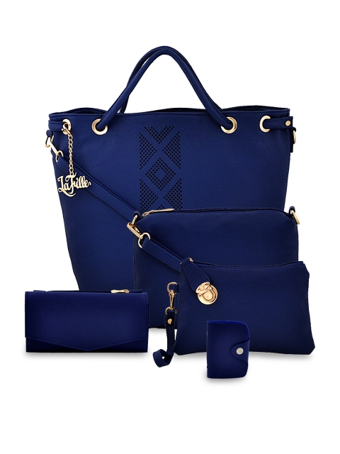 

LaFille Set of 5 Blue Solid Handbags