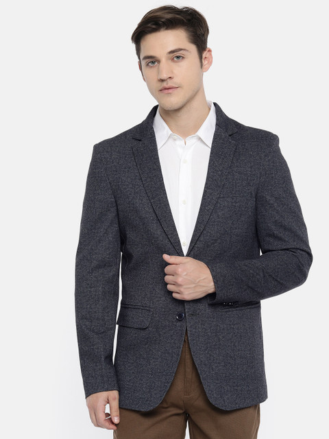 

SPYKAR Men Navy Blue Solid Single-Breasted Casual Blazer