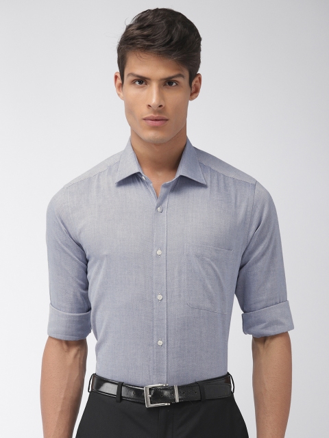 

Raymond Men Blue & White Slim Fit Solid Formal Shirt