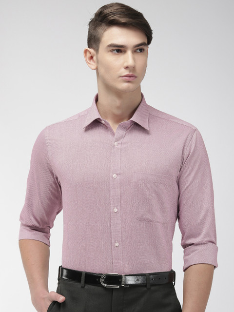 

Raymond Men Maroon & White Slim Fit Self Design Formal Shirt