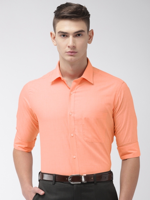 

Raymond Men Coral Orange Slim Fit Solid Formal Shirt