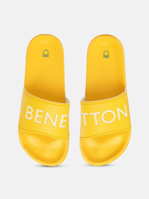 

United Colors of Benetton Men Yellow Printed Sliders