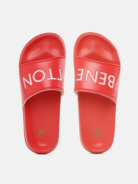 

United Colors of Benetton Men Red Printed Sliders