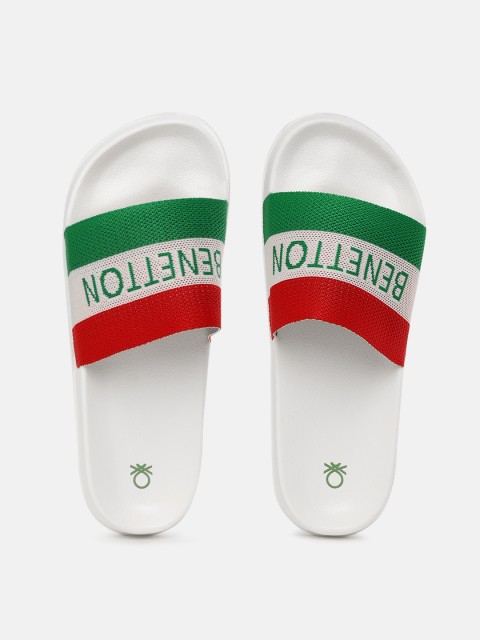 

United Colors of Benetton Men Red & Green Striped Sliders