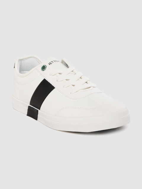 

United Colors of Benetton Men White & Black Colourblocked Sneakers