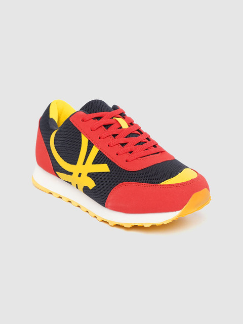

United Colors of Benetton Men Navy Blue & Red Colourblocked Sneakers