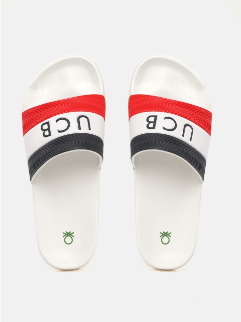 

United Colors of Benetton Men Red & Navy Blue Striped Sliders