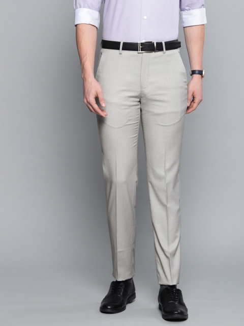 

Louis Philippe Men Grey Slim Fit Self Design Formal Trousers