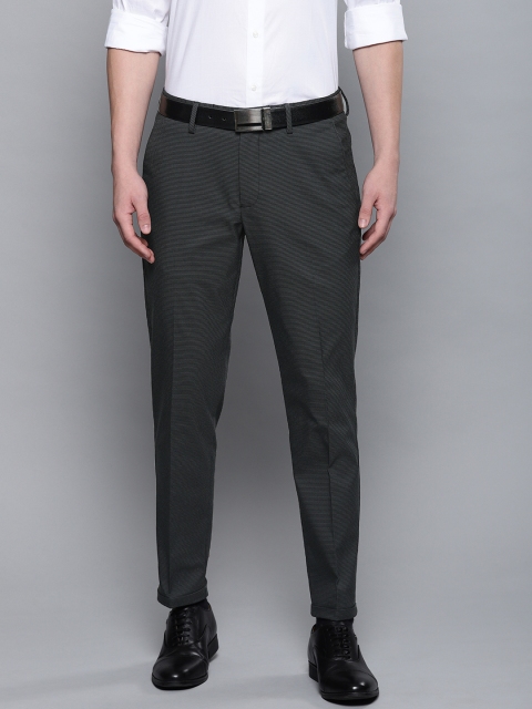 

Louis Philippe Men Black & Charcoal Comfy Tapered Fit Self Design Chinos