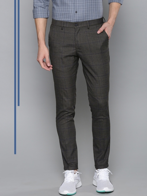 

Louis Philippe Ath.Work Men Black & Grey Comfy Slim Fit Checked Smart Casual Trousers