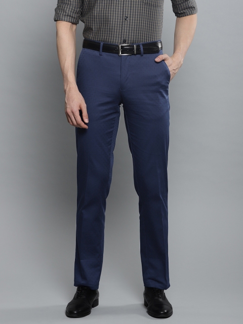 

Louis Philippe Men Navy Blue Slim Fit Self Design Formal Chinos