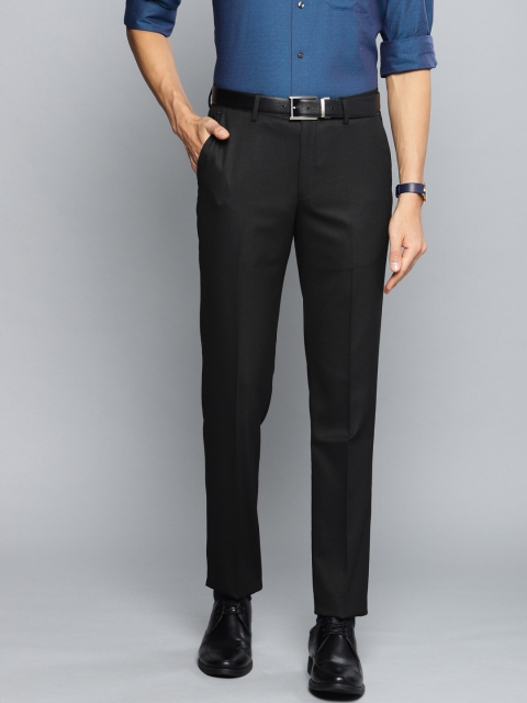 

Louis Philippe Men Black Slim Fit Self-Design Formal Trousers