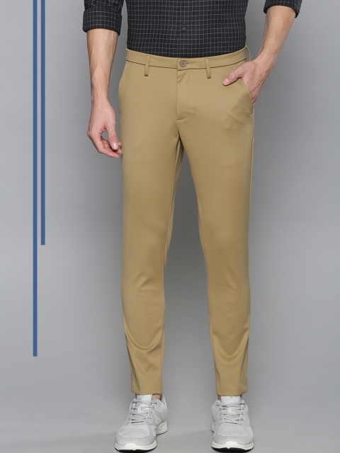 

Louis Philippe Ath.Work Men Khaki Comfy Tapered Slim Fit Solid Smart Casual Trousers