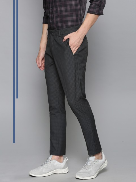 

Louis Philippe Ath.Work Men Charcoal Grey Slim Fit Checked Regular Smart Casual Trousers