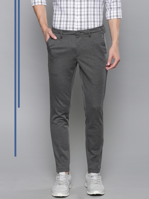 

Louis Philippe Ath.Work Men Grey Comfy Tapered Fit Solid Regular Smart Casual Trousers