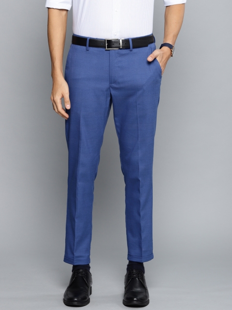 

Louis Philippe Men Blue Comfy Tapered Fit Self Checked Formal Trousers