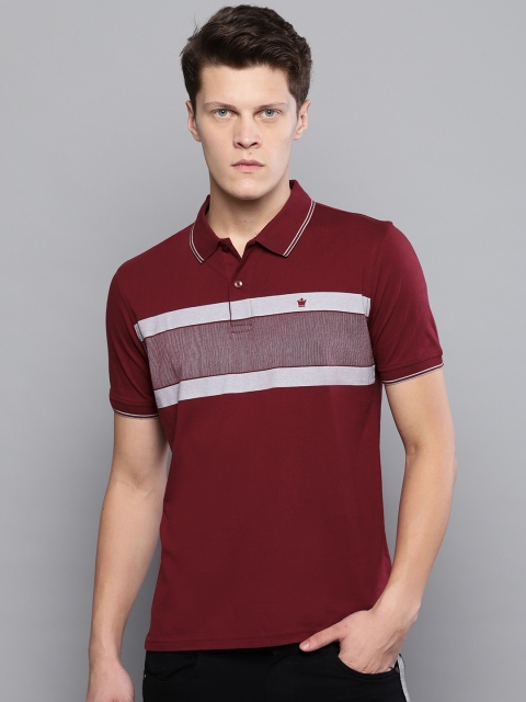 

Louis Philippe Men Maroon Striped Detail Polo Collar T-shirt