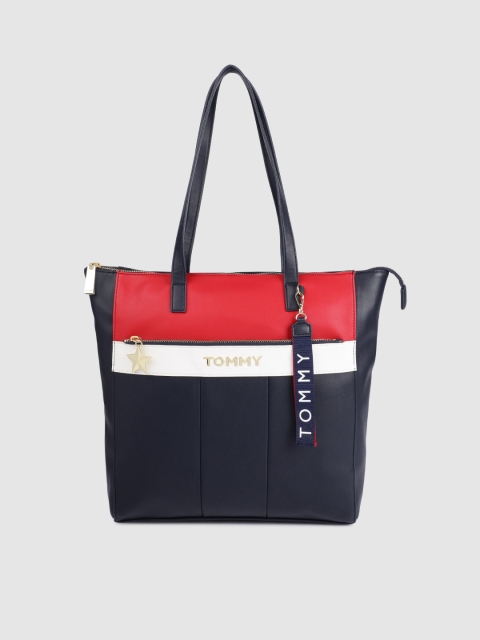 

Tommy Hilfiger Navy Blue & Red Colourblocked Shoulder Bag