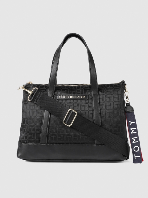 

Tommy Hilfiger Black Self Design Handheld Bag