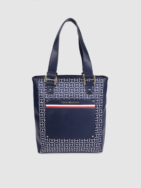 

Tommy Hilfiger Navy Blue & White Printed Shoulder Bag