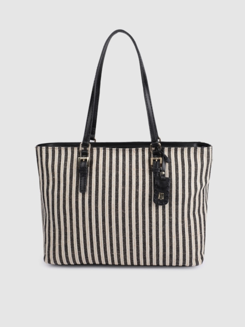 

Tommy Hilfiger Beige & Black Striped Shoulder Bag