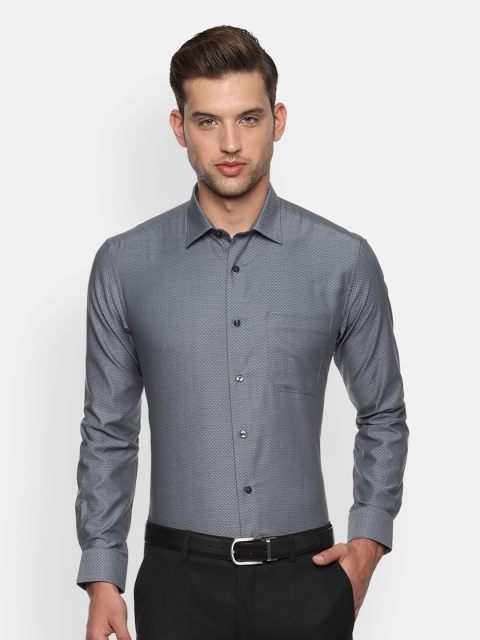 

Louis Philippe Men Grey Slim Fit Self Design Formal Shirt