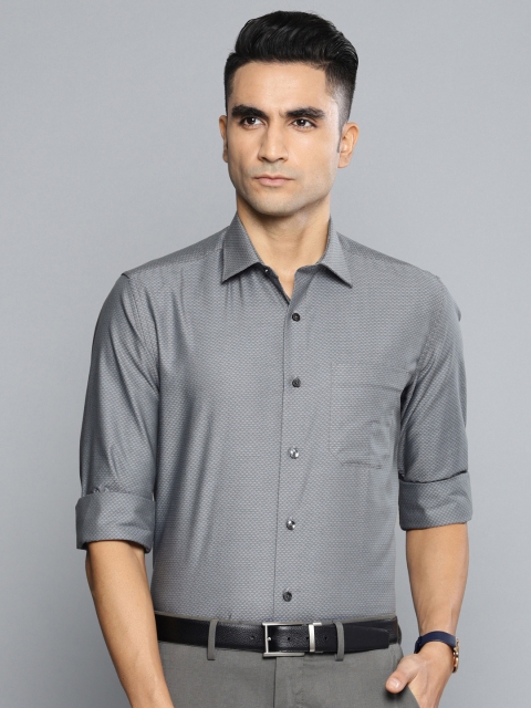 

Louis Philippe Men Grey Slim Fit Self-Design Formal Shirt