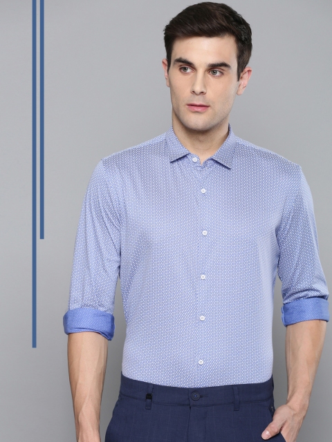 

Louis Philippe Ath.Work Men Blue & White Super Slim Fit Printed Smart Casual Shirt