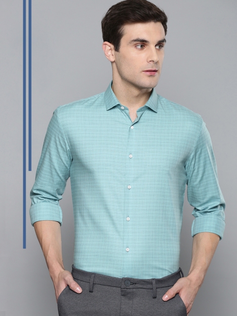 

Louis Philippe Ath.Work Men Turquoise Blue Super Slim Fit Checked Smart Casual Shirt