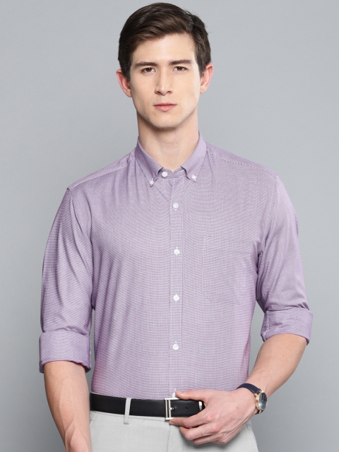 

Louis Philippe Men Purple & White Slim Fit Self Design Formal Shirt