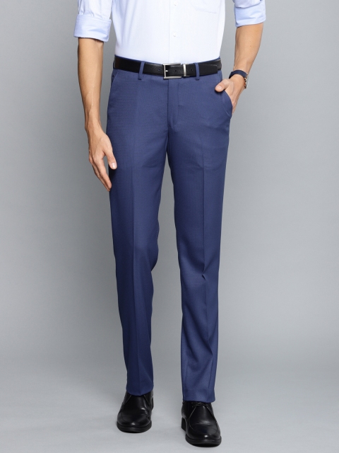 

Louis Philippe Men Blue Slim Fit Self Design Formal Trousers