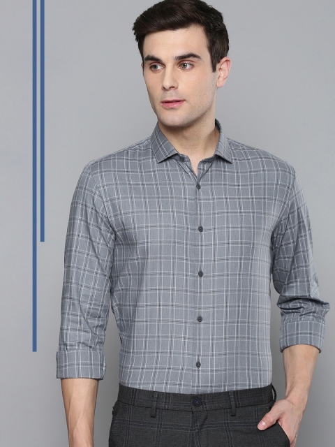 

Louis Philippe Ath.Work Men Grey & Black Super Slim Fit Checked Smart Casual Shirt