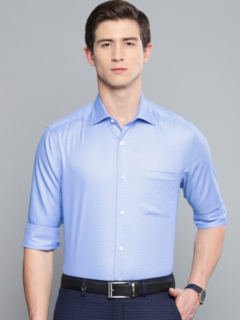 

Louis Philippe Men Blue & White Classic Regular Fit Self Design Formal Shirt