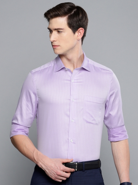 

Louis Philippe Men Purple Classic Regular Fit Self-Striped Formal Shirt