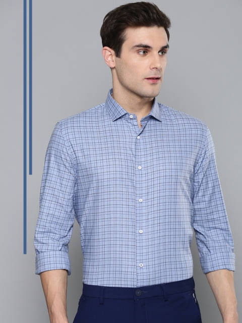

Louis Philippe Ath.Work Men Blue & Black Super Slim Fit Checked Smart Casual Shirt