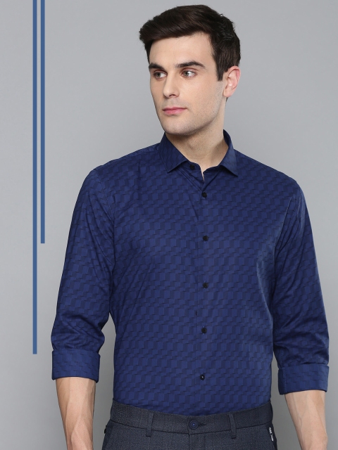 

Louis Philippe Ath.Work Men Blue Super Slim Fit Printed Smart Casual Shirt