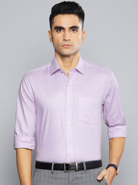 

Louis Philippe Men Purple & White Slim Fit Self Design Formal Shirt