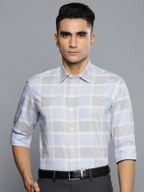 

Louis Philippe Men Grey Slim Fit Checked Formal Shirt