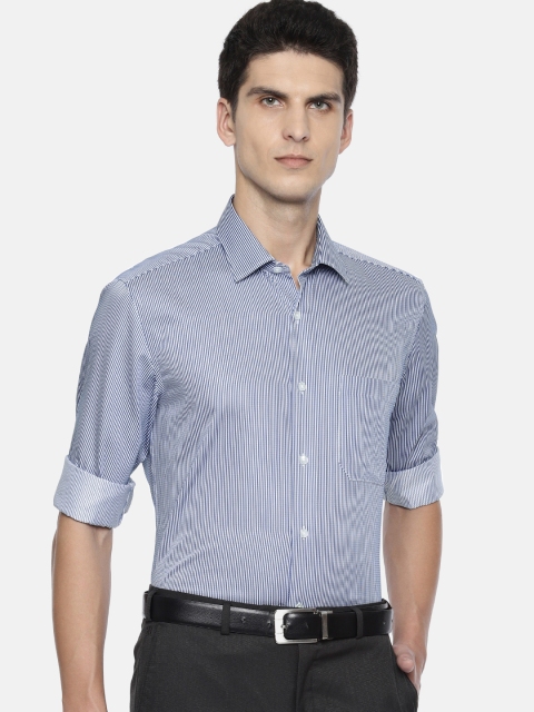 

Louis Philippe Men Blue & White Slim Fit Self Design Formal Shirt
