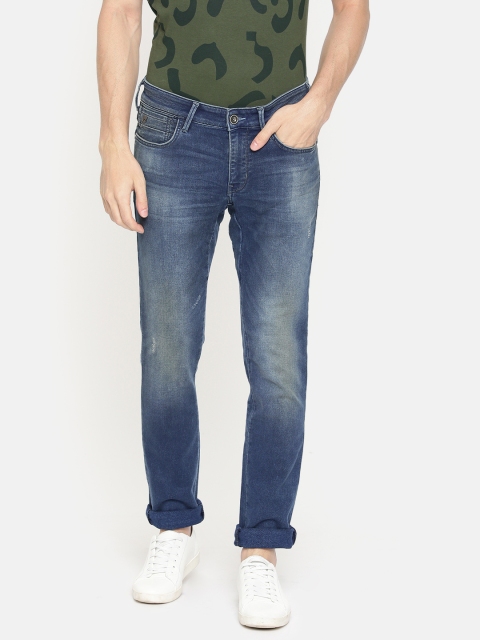 

Wrangler Men Blue Skanders Slim Fit Low-Rise Low Distress Stretchable Jeans
