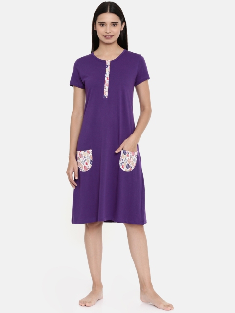 

zebu Women Purple Solid Nightdress