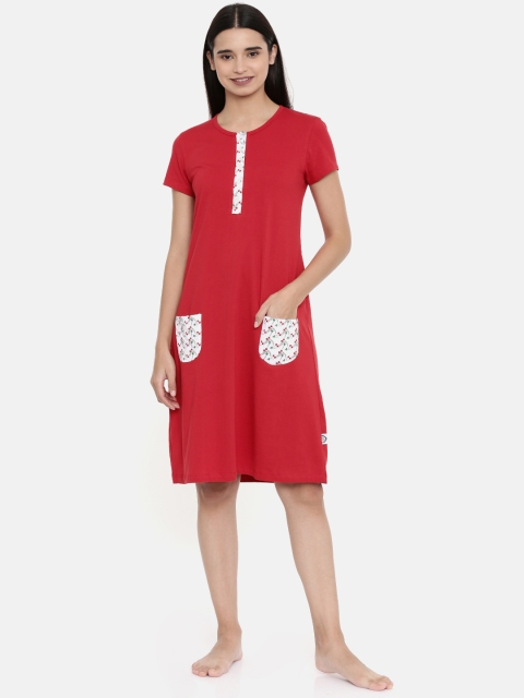 

zebu Women Red Solid Nightdress