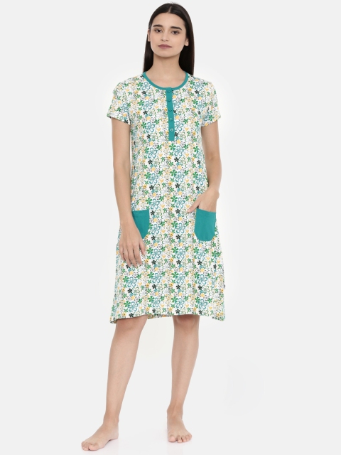

zebu White & Green Printed Nightdress WLP_RNK_PRT_PET_XL