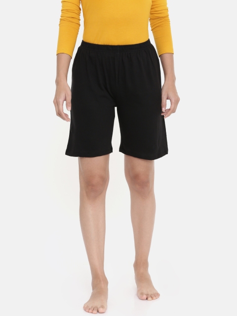 

zebu Women Black Solid Lounge Shorts