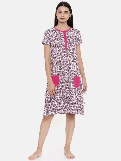 

zebu White & Pink Printed Nightdress WLP_RNK_PRT_RPK_XL