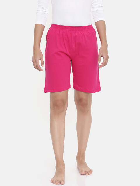 

zebu Women Pink Women Solid Knitted Lounge Shorts