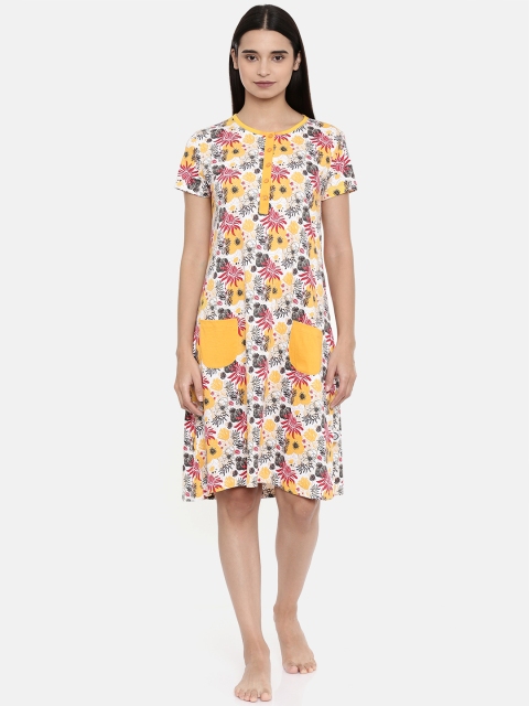

zebu Yellow & White Printed Nightdress WLP_RNK_PRT_GYL_XL