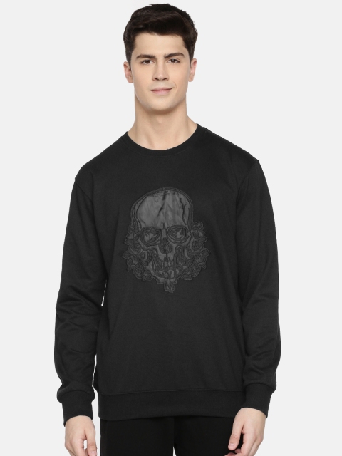 

SKULT by Shahid Kapoor Men Black Self Design Sweatshirt