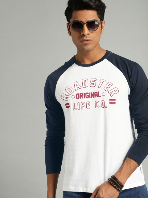 

Roadster Men White & Black Printed Round Neck T-shirt